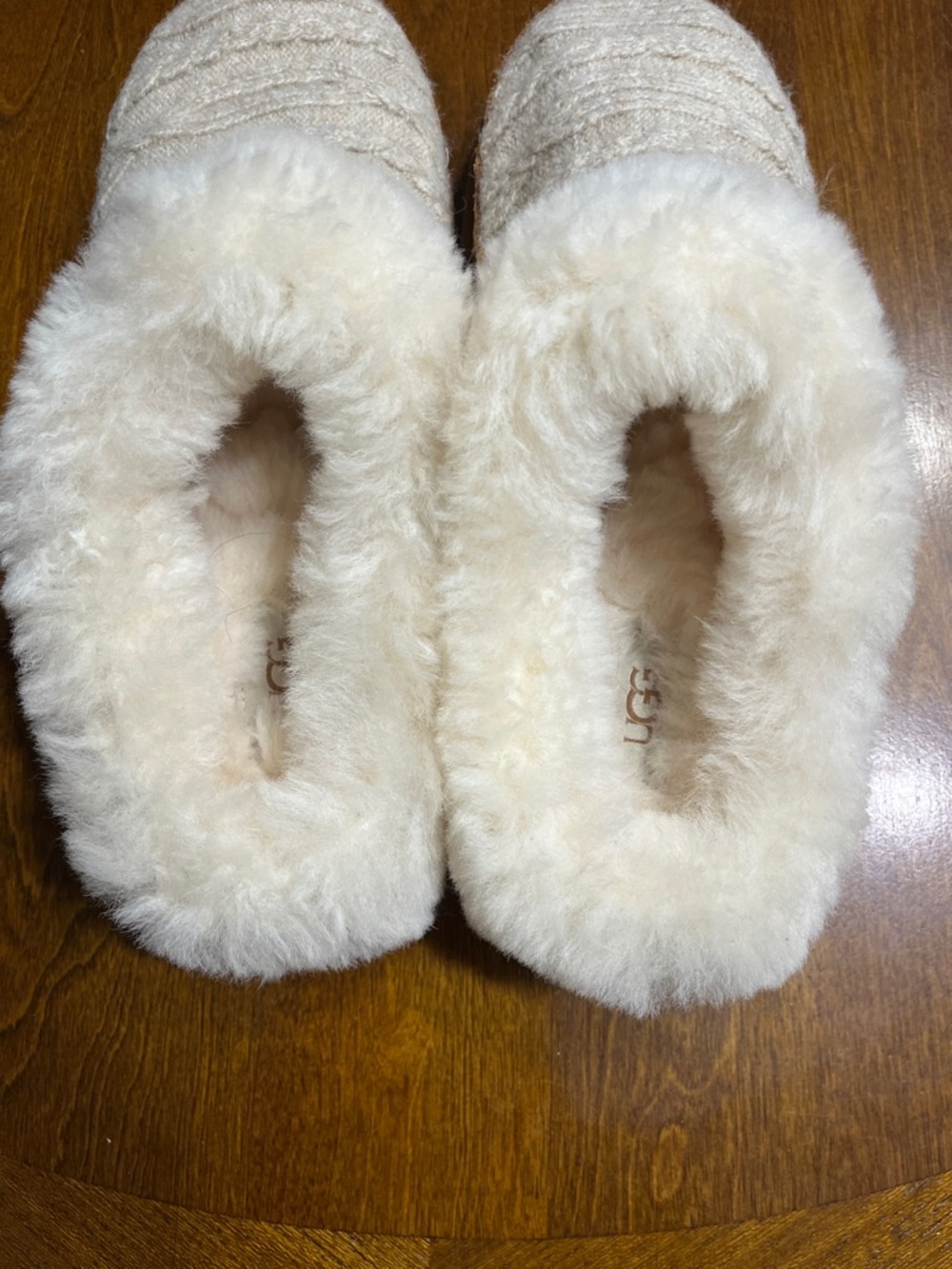 UGG Plush Shearling Slip-On Slippers in Cream